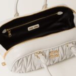 Arcadie Matelassé Large Soft Lamb Leather Handbag White