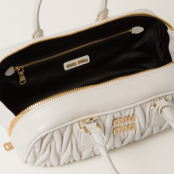 Arcadie Matelassé Large Soft Lamb Leather Handbag White