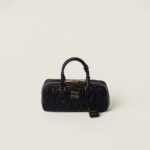 Arcadie Matelassé Large Soft Lamb Leather Handbag Black
