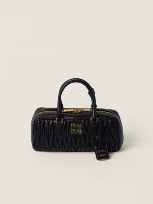 Arcadie Matelassé Large Soft Lamb Leather Handbag Black