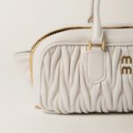 Arcadie Matelassé Large Soft Lamb Leather Handbag White