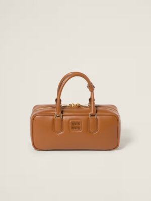 Arcadie Leather Large Handbag Cognac color