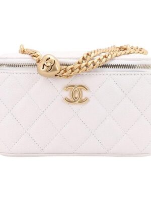 CHANEL 23P LONG BOX WITH CHAIN WHITE